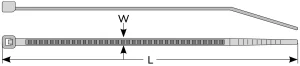 Nylon cable tie dimension drawing