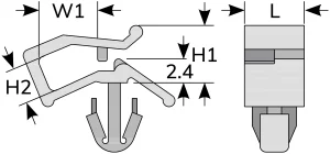 Snap-in push rivet model selection drawing